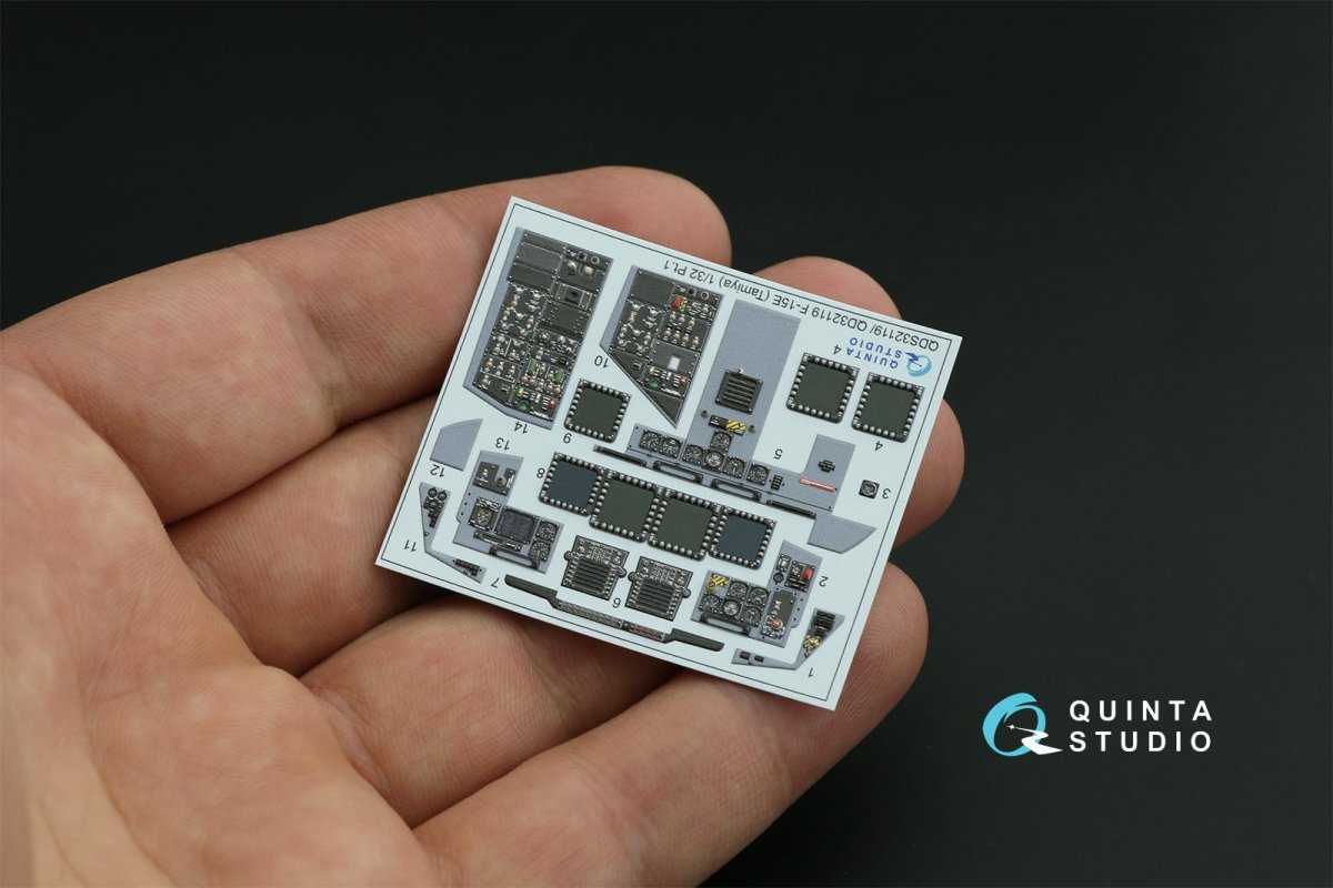 Quinta Studio QDS-32119 F-15E 3D-Printed &amp;amp; colored Interior on decal paper (Tamiya) (small version) 1/32 – image 11