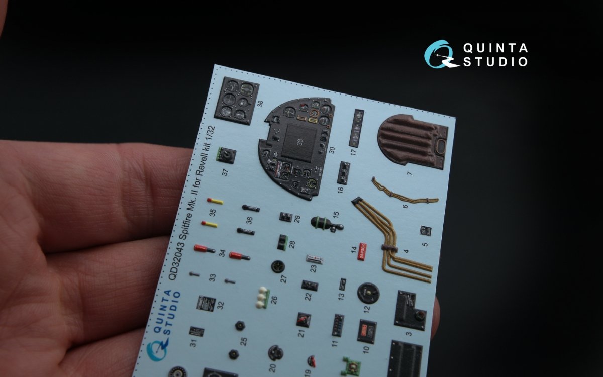 Quinta Studio QD32043 Spitfire Mk. II 3D-Printed &amp;amp; colored Interior on decal paper (for Revell kit) 1/32 – Bild 5