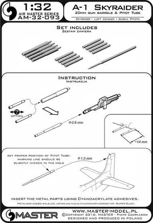 Master AM-32-093 A-1 Skyraider - 20mm cannon barrels and Pitot Tube 1/32 – image 4