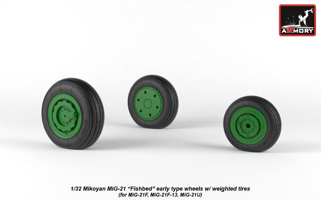 Armory Models AW32009 Mikoyan MiG-21 Fishbed wheels w/ weighted tires, early 1/32 – obrázek 6
