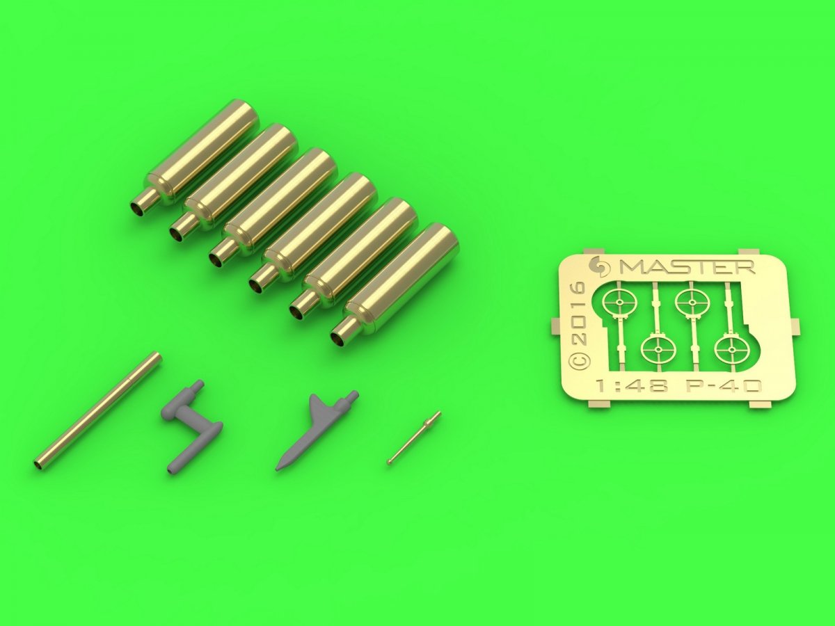 Master AM-48-137 Curtiss P-40 E - N - detail set - MG covers, sight and pitot tube (1/48) – imagen 3