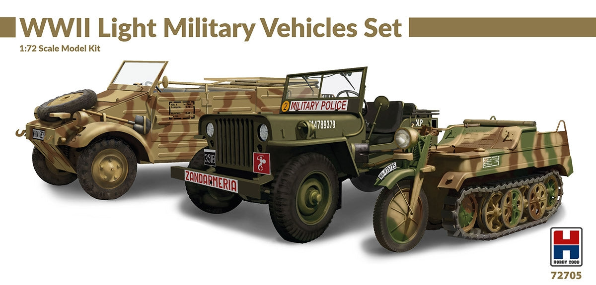 Hobby 2000 72705 WWII Light Military Vehicles Set – Academy + CARTOGRAF1/72