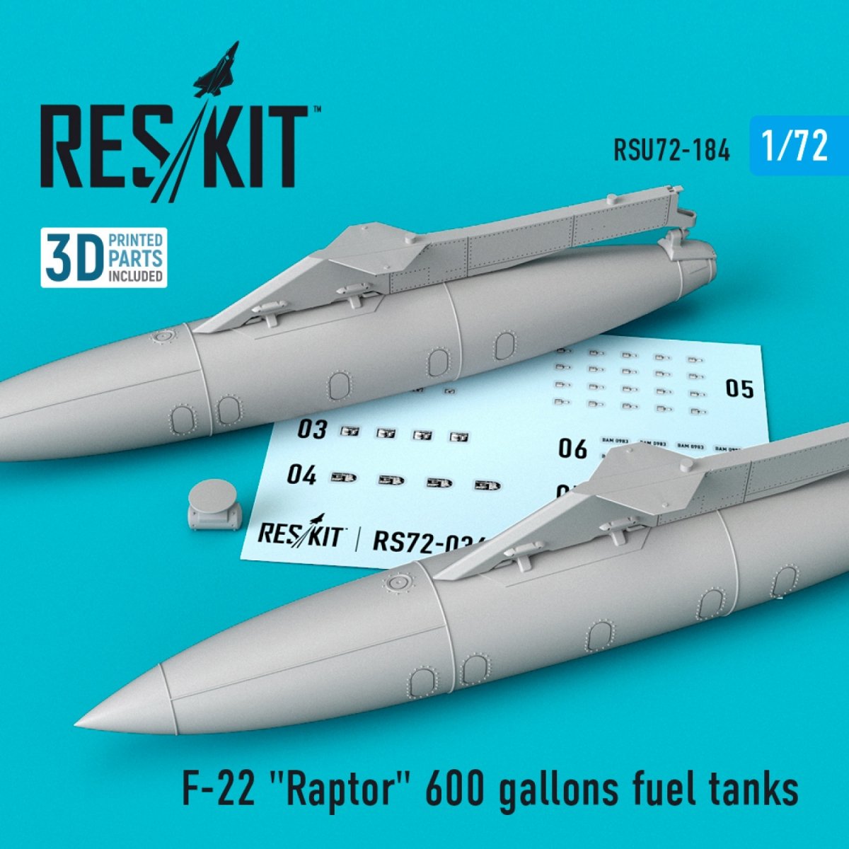 RESKIT RSU72-0184 F-22 "RAPTOR" 600 GALLONS FUEL TANKS 1/72