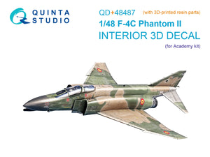 Quinta Studio QD+48487 F-4C Phantom II 3D-Printed &amp;amp; colored Interior on decal paper (Academy) (with 3D-printed resin parts) 1/48