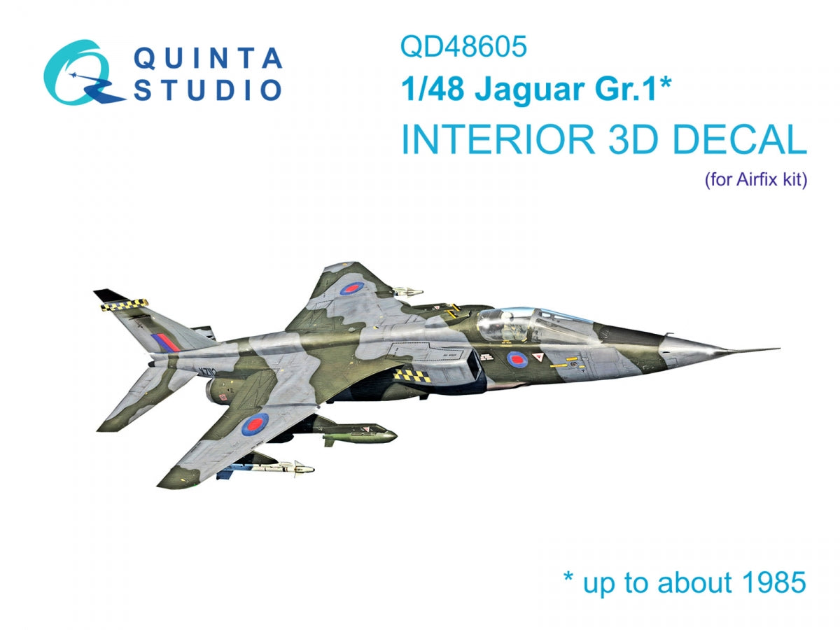 Quinta Studio QD48605 Jaguar Gr.1 3D-Printed &amp; colored Interior on decal paper (Airfix) 1/48