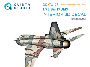 Quinta Studio QD+72167 Su-17UM3 3D-Printed &amp;amp; colored Interior on decal paper (Modelsvit) (with 3D-printed resin part) 1/72
