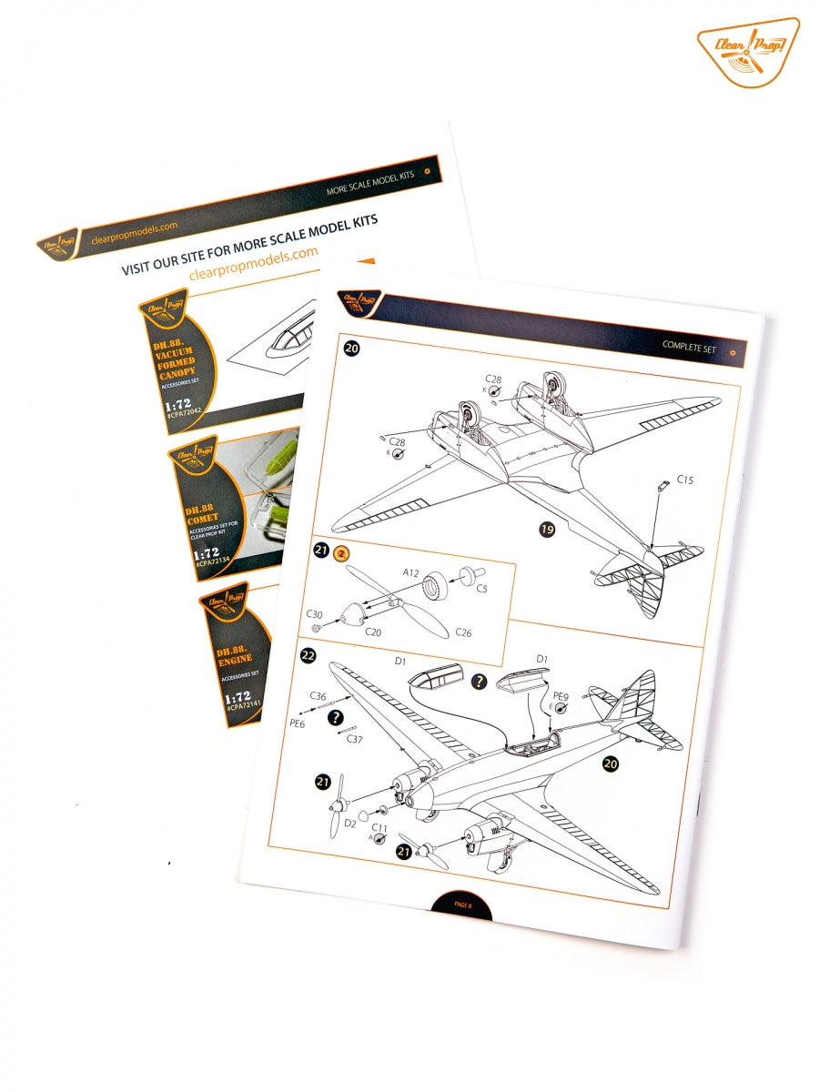 Clear Prop! CP72051 DH.88 COMET DH.88 Comet MacRobertson Trophy Air Race ADVANCED KIT 1/72 – obrázek 23