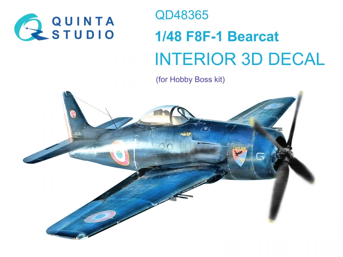 Quinta Studio QD48365 F8F-1 Bearcat 3D-Printed &amp; colored Interior on decal paper (Hobby Boss) 1/48