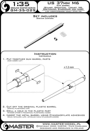 Master GM-35-029 US 37mm M6 Gun Barrel 1/35 – image 3