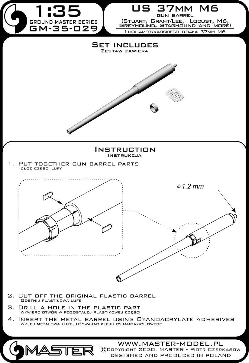 Master GM-35-029 US 37mm M6 Gun Barrel 1/35 – image 3