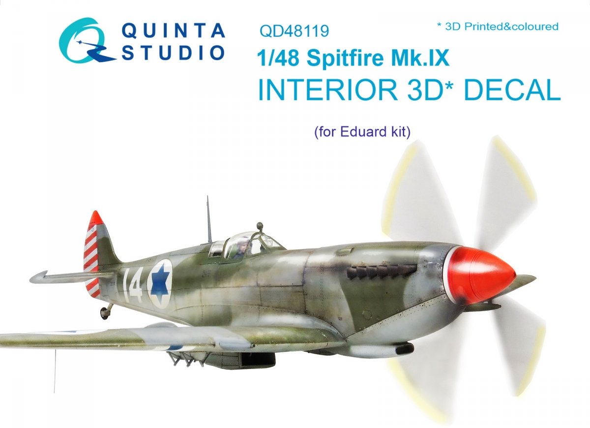 Quinta Studio QD48119 Spitfire Mk.IX 3D-Printed &amp; colored Interior on decal paper (for Eduard kit) 1/48
