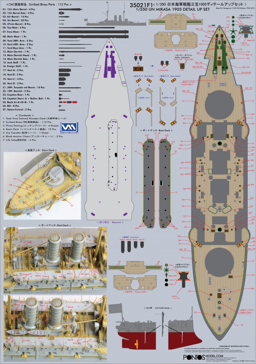 Pontos 35021F1 IJN Mikasa 1905 Detail Up Set 1/350 – Bild 2