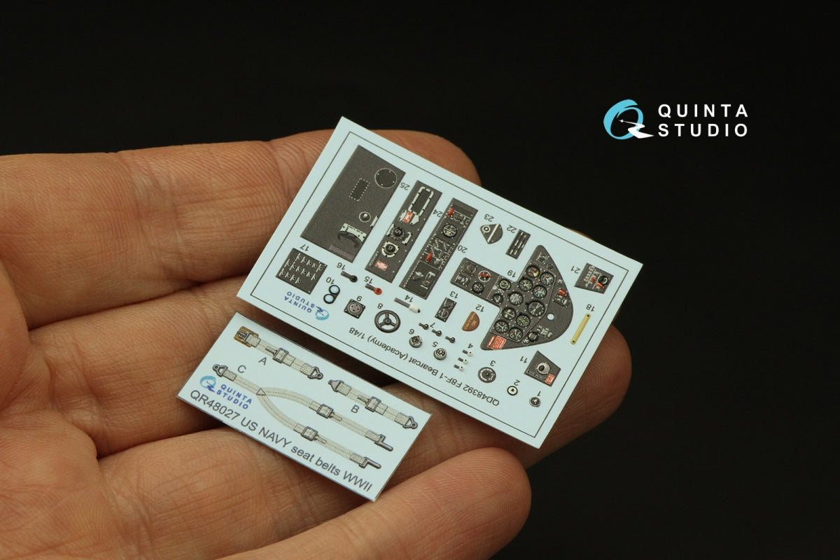 Quinta Studio QD48392 F8F-1 Bearcat 3D-Printed &amp;amp; colored Interior on decal paper (Academy) 1/48 – obrázek 3