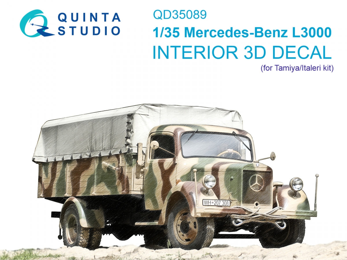 Quinta Studio QD35089 Mercedes-Benz L3000 3D-Printed &amp; colored Interior on decal paper (Tamiya/Italeri) 1/35