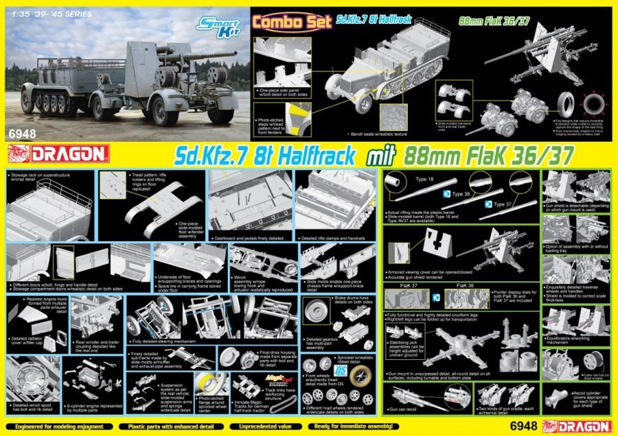 Dragon 6948 Sd.Kfz.7 8(t) Halftrack + 88mm FlaK 36/37 1/35 – image 2