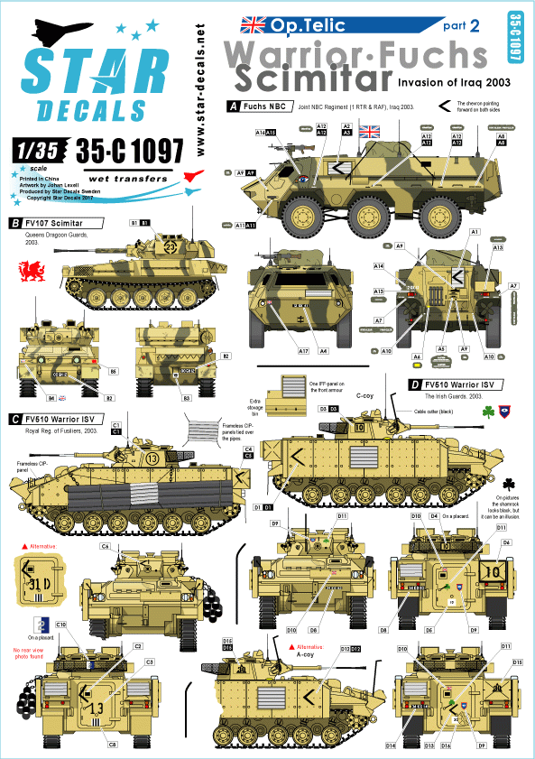 Star Decals 35-C1097 Pack. Telic 2 1/35