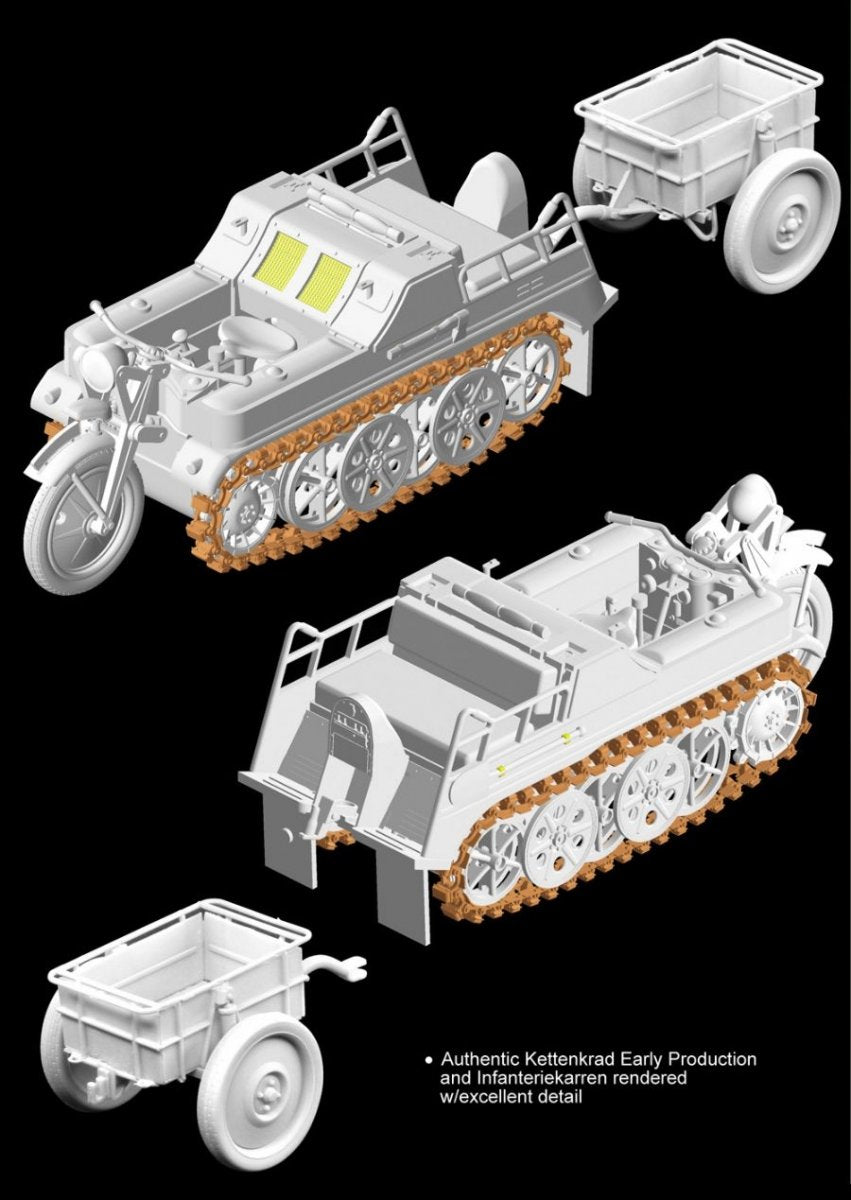 Dragon 6341 Sd.Kfz.2 Kettenkrad Early Production w/Infanteriekarren 1/35 – immagine 18