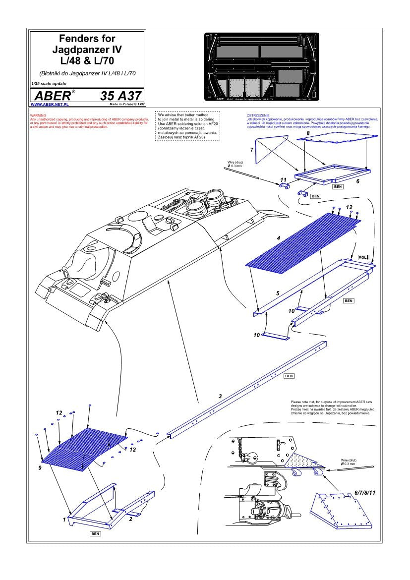 Aber 35A037 Fenders for Jagdpanzer IV, L/48 and L/70 (1/35) – image 4