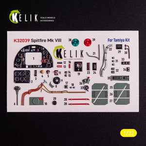 Kelik K32039 Spitfire Mk VIII - interior 3D decals for Tamiya kit 1/32