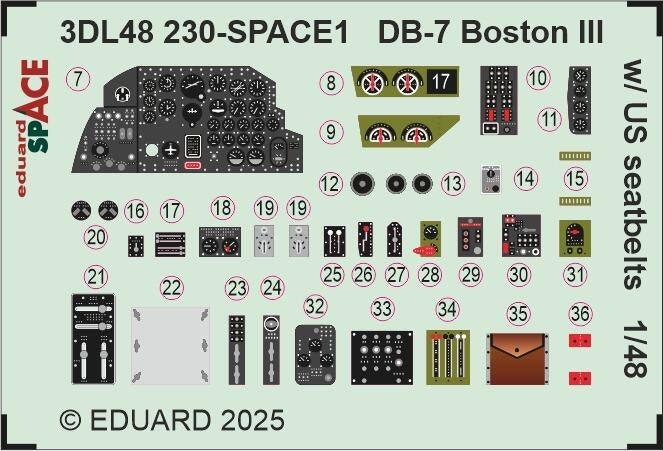 Eduard 3DL48230 DB-7 Boston III w/ US seatbelts SPACE HK Models 1/48 – image 3