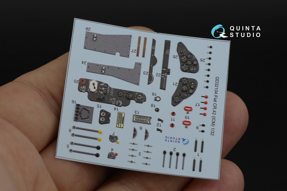 Quinta Studio QD32104 Fiat CR.42 3D-Printed &amp;amp; colored Interior on decal paper (ICM) 1/32 – imagen 11