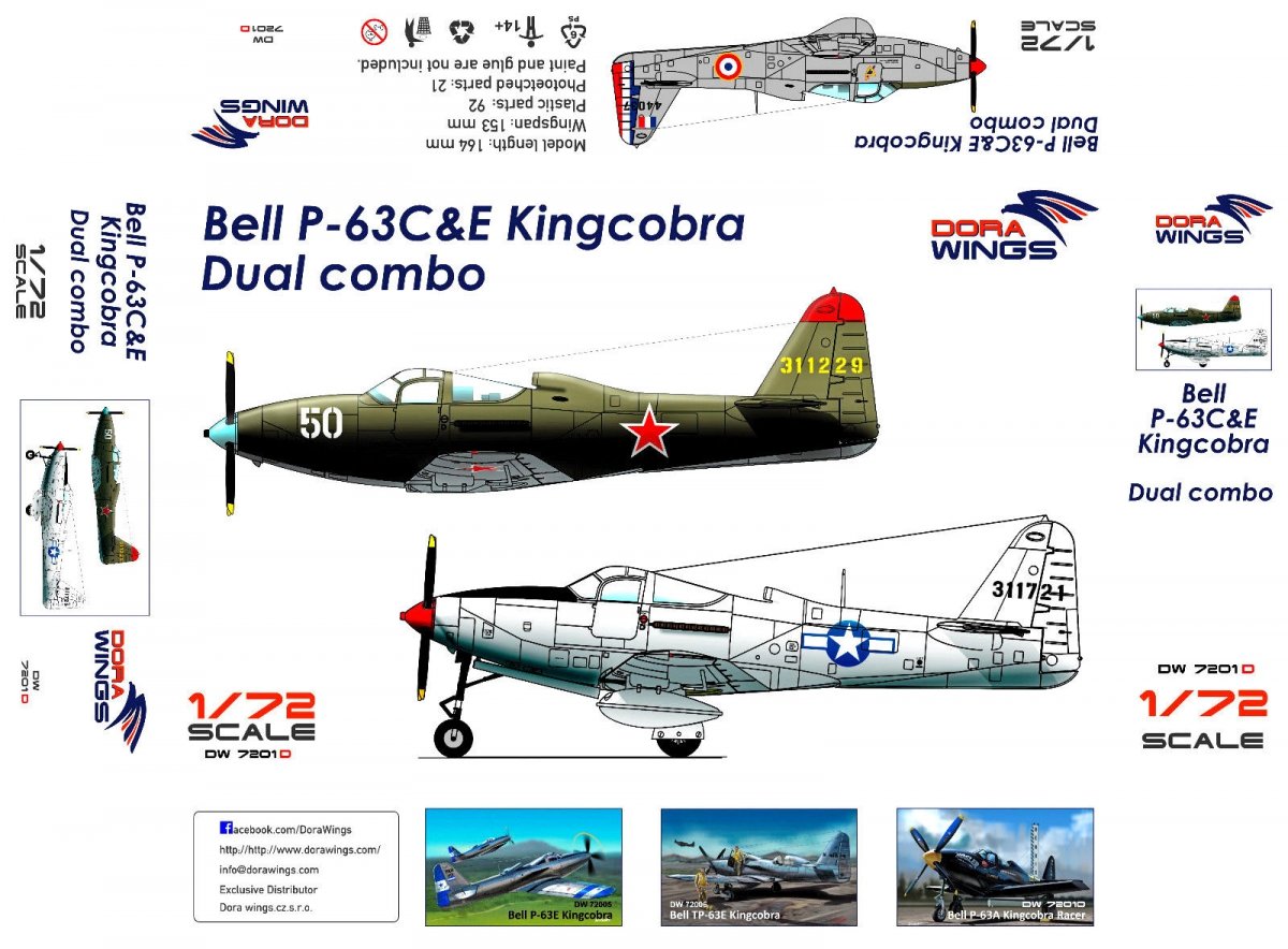 Dora Wings 7201D Bell P-63C&amp;amp;E Kincobra Dual combo 2in1 1/72 – image 2