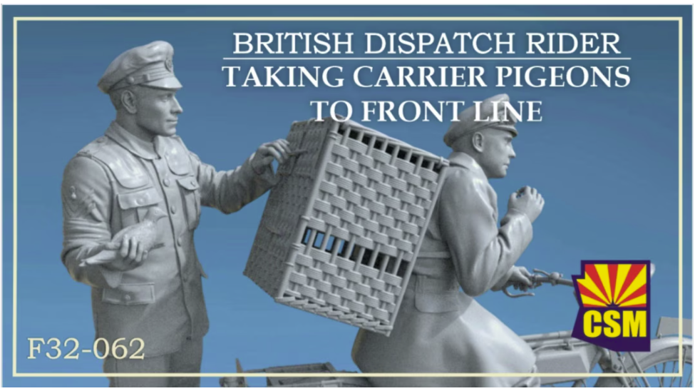 Copper State Models F32-062 British Dispatch Rider taking carrier pigeons to the front line 1/32
