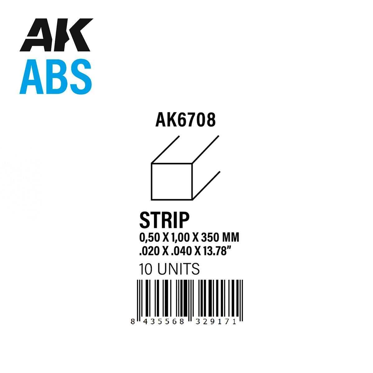 AK Interactive AK6708 STRIPS 0.50 X 1.00 X 350MM – ABS STRIP – 10 UNITS PER BAG – image 2