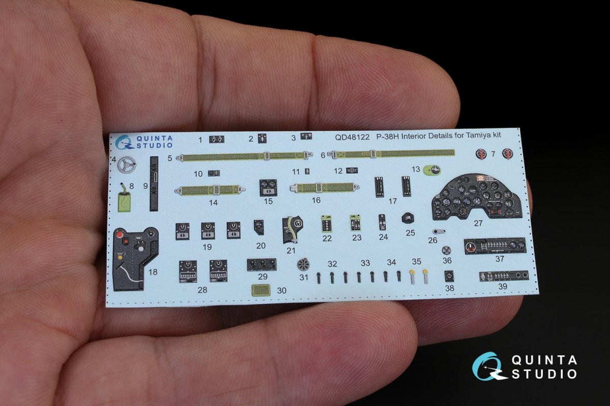 Quinta Studio QD48122 P-38H 3D-Printed &amp;amp; colored Interior on decal paper (for Tamiya kit) 1/48 – immagine 5