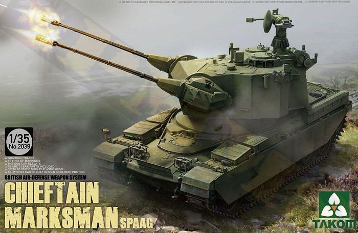 Takom 2039 SYSTÈME D'ARME DE DÉFENSE AÉRIENNE BRITANNIQUE CHEF MARQUEUR SPAAG 1/35