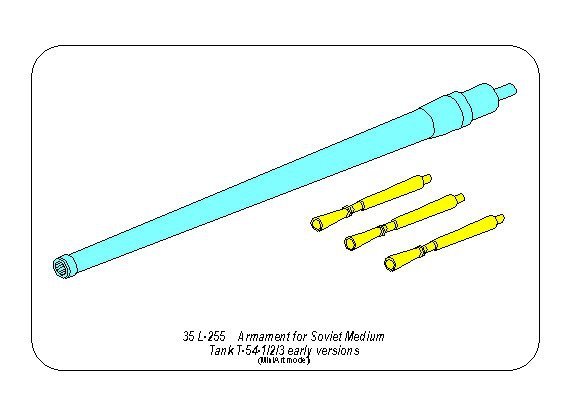 Aber 35L-254 Armament for Soviet T-54-1 Medium Tank 1x100mm D-10T, 3x7.62mm SGMT MG