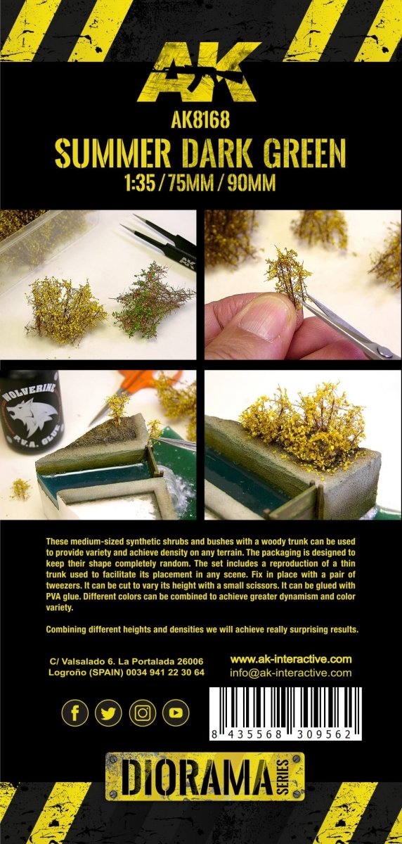 AK Interactive AK8168 SUMMER DARK GREEN SHRUBBERIES 75MM / 90MM 1/35 – image 3