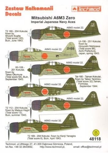 Techmod 48118 A6M3 Zero 1/48