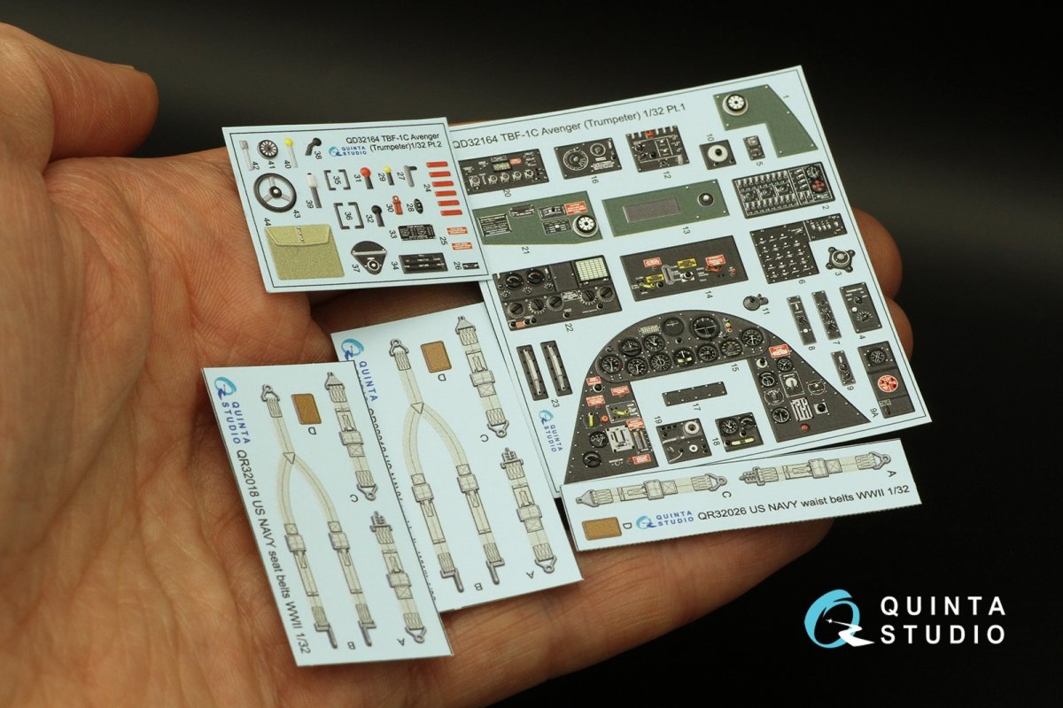 Quinta Studio QD32164 TBF-1C Avenger 3D-Printed &amp;amp; colored Interior on decal paper (Trumpeter) 1/32 – image 6