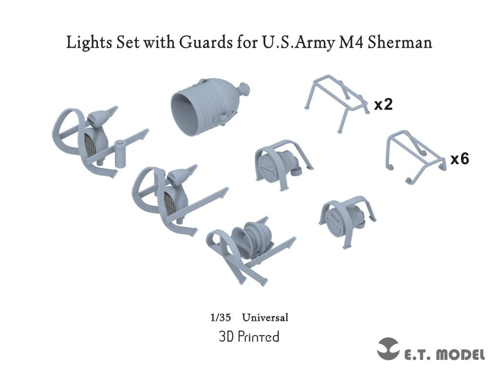 Ensemble de phares ET Model P35-260 avec protections pour M4 Sherman de l'armée américaine au 1/35 