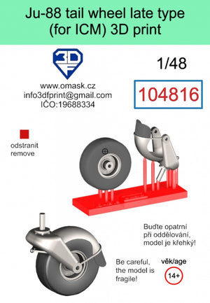 Omask 104816 Ju-88 tail wheel late type 3D print (for ICM) 1/48 – image 2