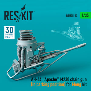 RESKIT RSU35-0057 AH-64 &amp;quot;APACHE&amp;quot; M230 CHAIN ​​GUN (IN PARKING POSITION) FOR MENG KIT (3D PRINTED) 1/35