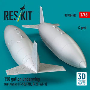 RESKIT RSU48-0565 150 gallon underwing fuel tanks (2 pcs) (F-5E/F/N, F-20, AT-3) (3D Printed) 1/48