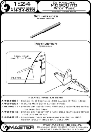 Master AM-24-020 De Havilland Mosquito - Pitot tube 1/24 – Bild 3