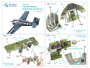 Quinta Studio QD48627 FM-2 Wildcat 3D-Printed &amp; coloured Interior on decal paper (Hobby Boss) 1/48