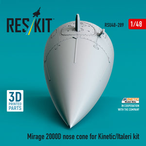 RESKIT RSU48-0289 Mirage 2000D nose cone for Kinetic/Italeri kit (3D Printed) 1/48