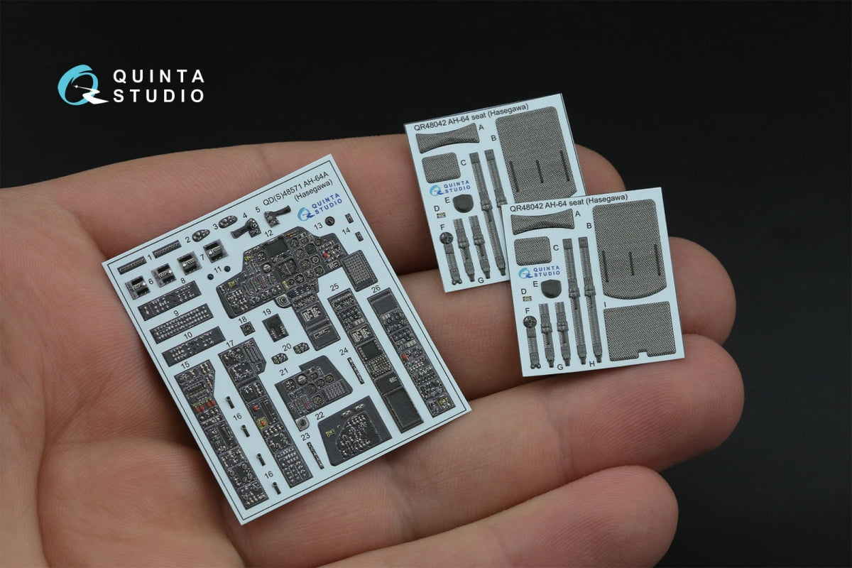 Quinta Studio QD48571 AH-64A 3D-Printed &amp;amp; colored Interior on decal paper (Hasegawa) 1/48 – Bild 3