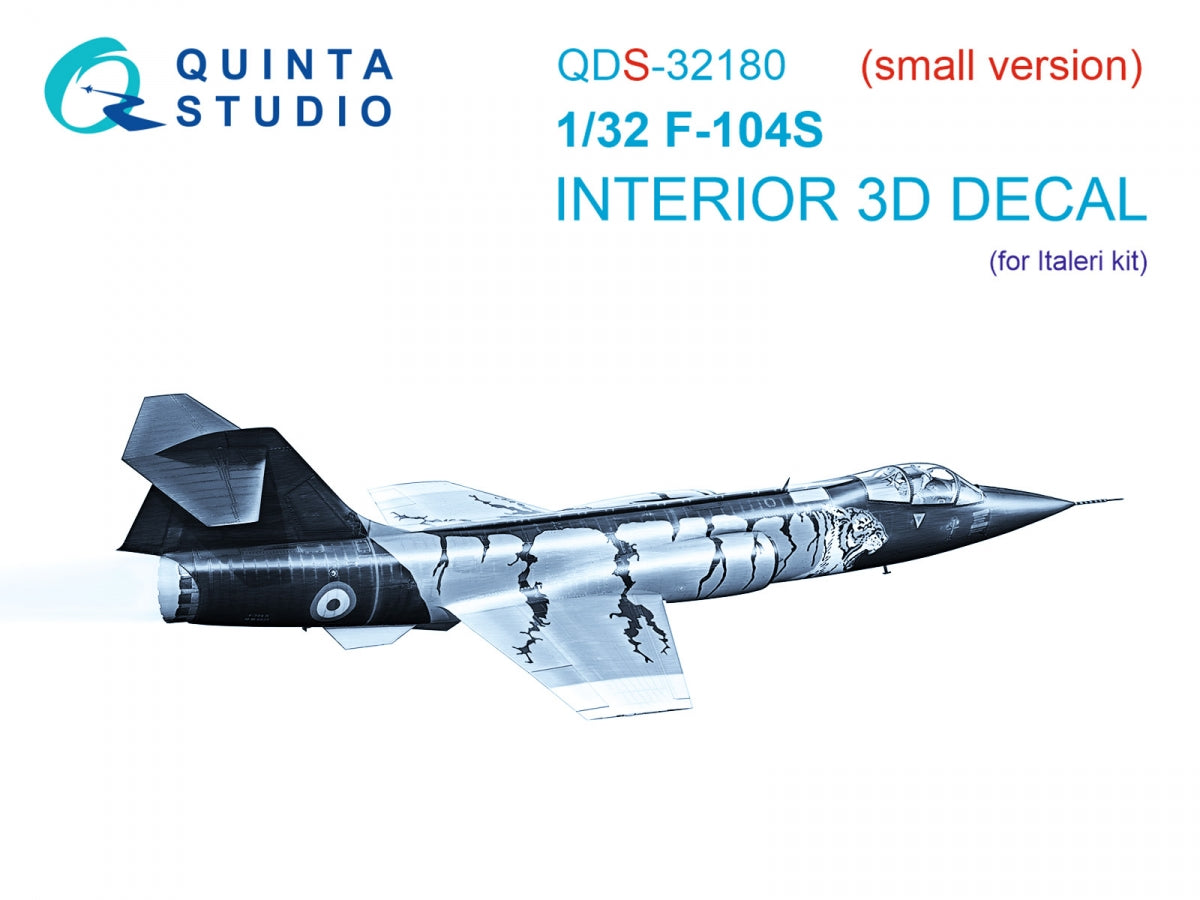 Quinta Studio QDS-32180 F-104S 3D-Printed colored Interior on decal paper (Italeri) (small version) 1/32