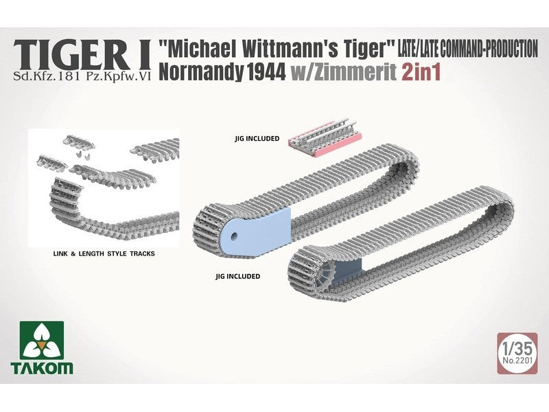 Takom 2201 Tiger I Late Production w/zimmerit Normandy 1944 Sd.Kfz. 181 Pz.Kpfw. VI Ausf. E &amp;quot;Michael Wittmann&amp;#39;s Tiger&amp;quot;(Late/Late Command) 1/35 – Bild 7
