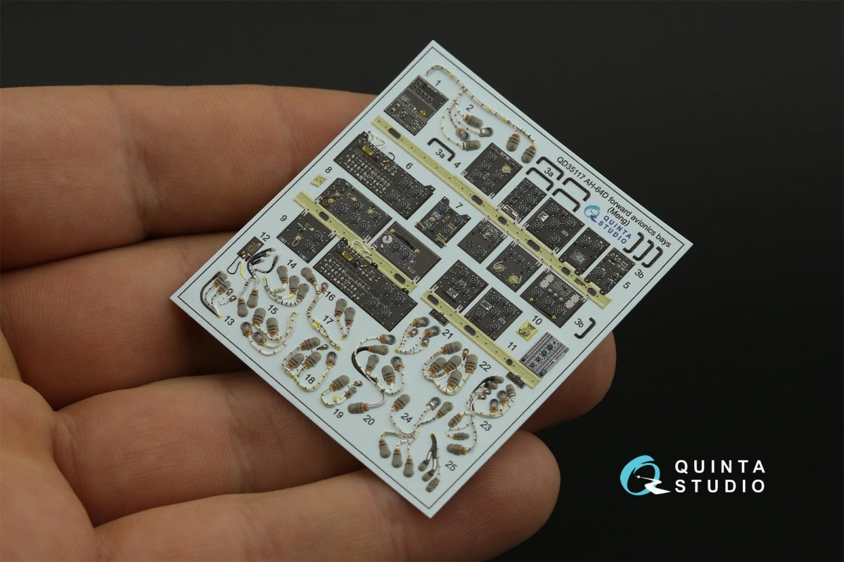 Quinta Studio QD35117 AH-64D Extended forward avionics bays 3D-Printed &amp;amp; colored Interior on decal paper (Meng) 1/35 – Bild 3
