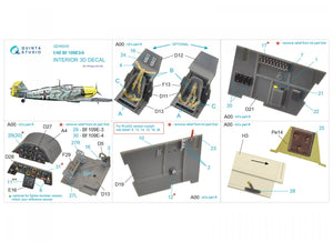 Quinta Studio QD48240 Bf 109E-3/4 3D-Printed &amp;amp; colored Interior on decal paper (Wingsy kits) 1/48 – immagine 2