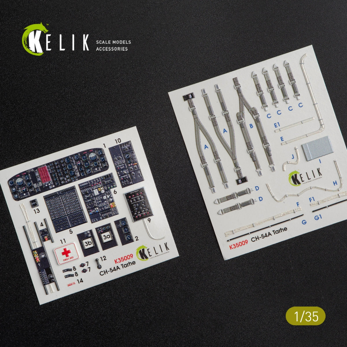 KELIK K35009 CH-54A TARHE AUTOCOLLANTS 3D INTÉRIEURS POUR KIT ICM 1/35