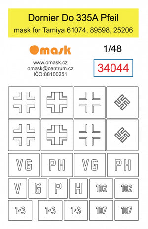 Masque Omask 34044 Dornier Do 335A Pfeil (pour Tamiya 31074, 89598, 25206) 1/48