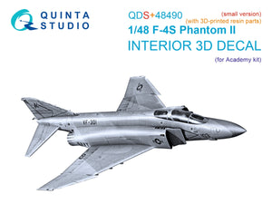 Quinta Studio QDS+48490 F-4S Phantom II 3D-Printed &amp;amp; colored Interior on decal paper (Academy) (Small version) (with 3D-printed resin parts) 1/48