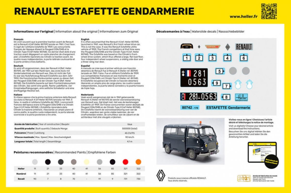 Heller 56742 Starter Kit - Renault Estafette Gendarmerie 1/24 – image 2